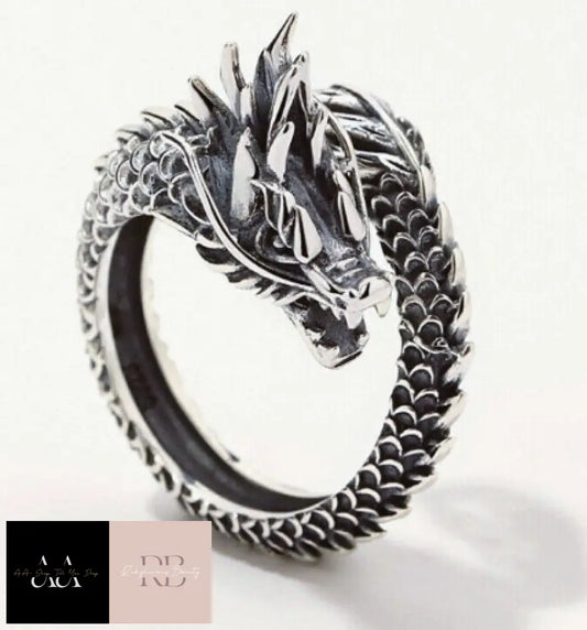 Vintage Dragon Adjustable Ring 925 Sterling Silver Plt Ring
