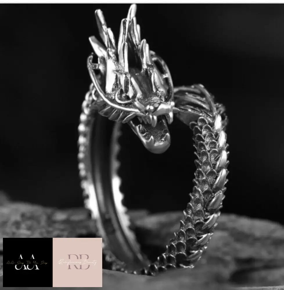 Vintage Dragon Adjustable Ring 925 Sterling Silver Plt Ring