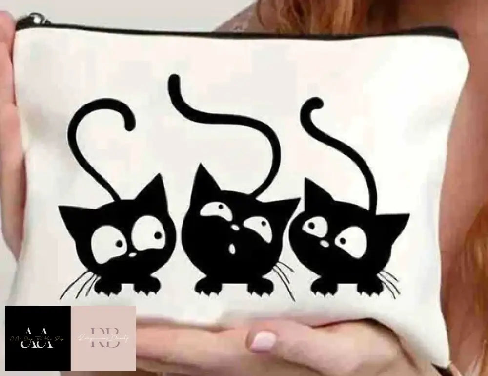 Wash / Cosmetic Toiletry Make Up Bag - Three Black Cats