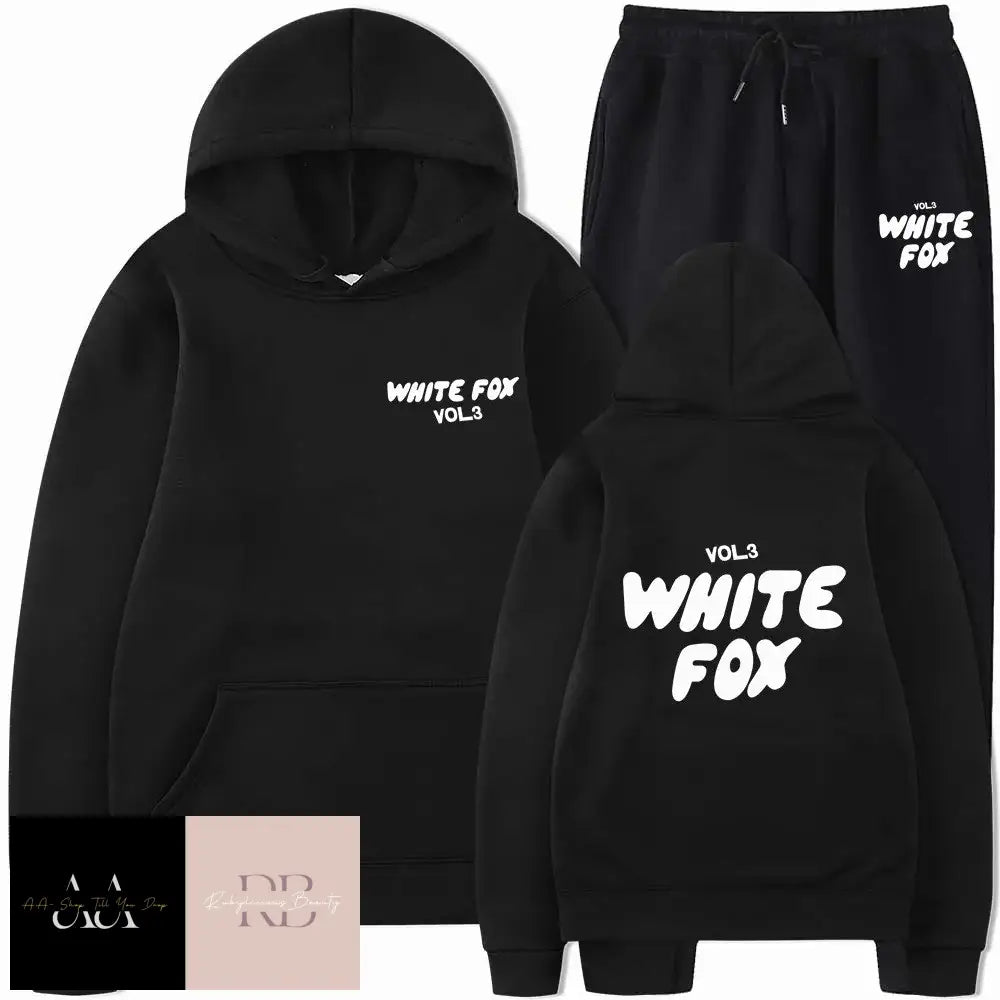 White Fox - 2 Sets Tracksuits Black With Text