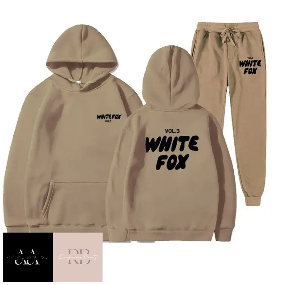 White Fox - 2 Sets Tracksuits Brown With Black Text