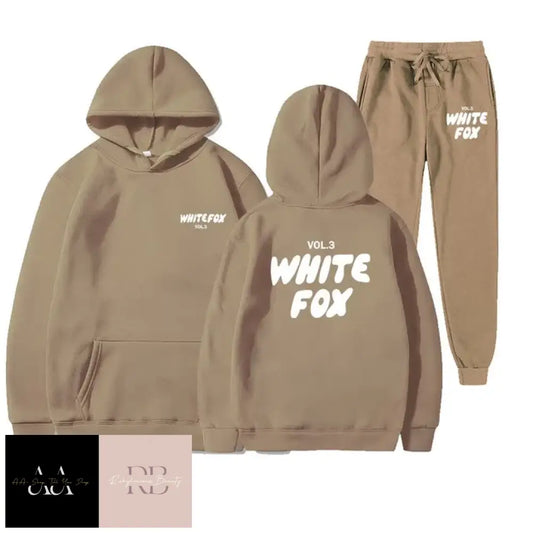 White Fox - 2 Sets Tracksuits Brown With White Text