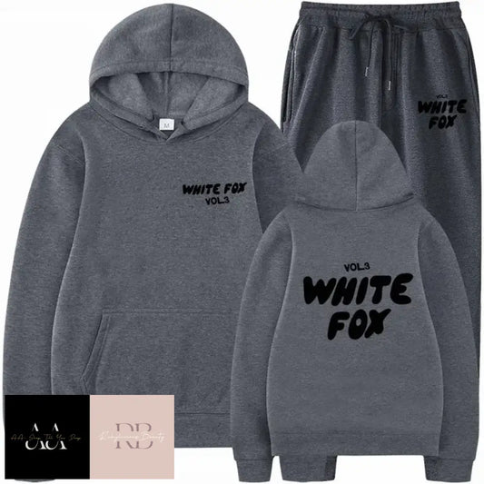 White Fox - 2 Sets Tracksuits Dark Grey With Black Text