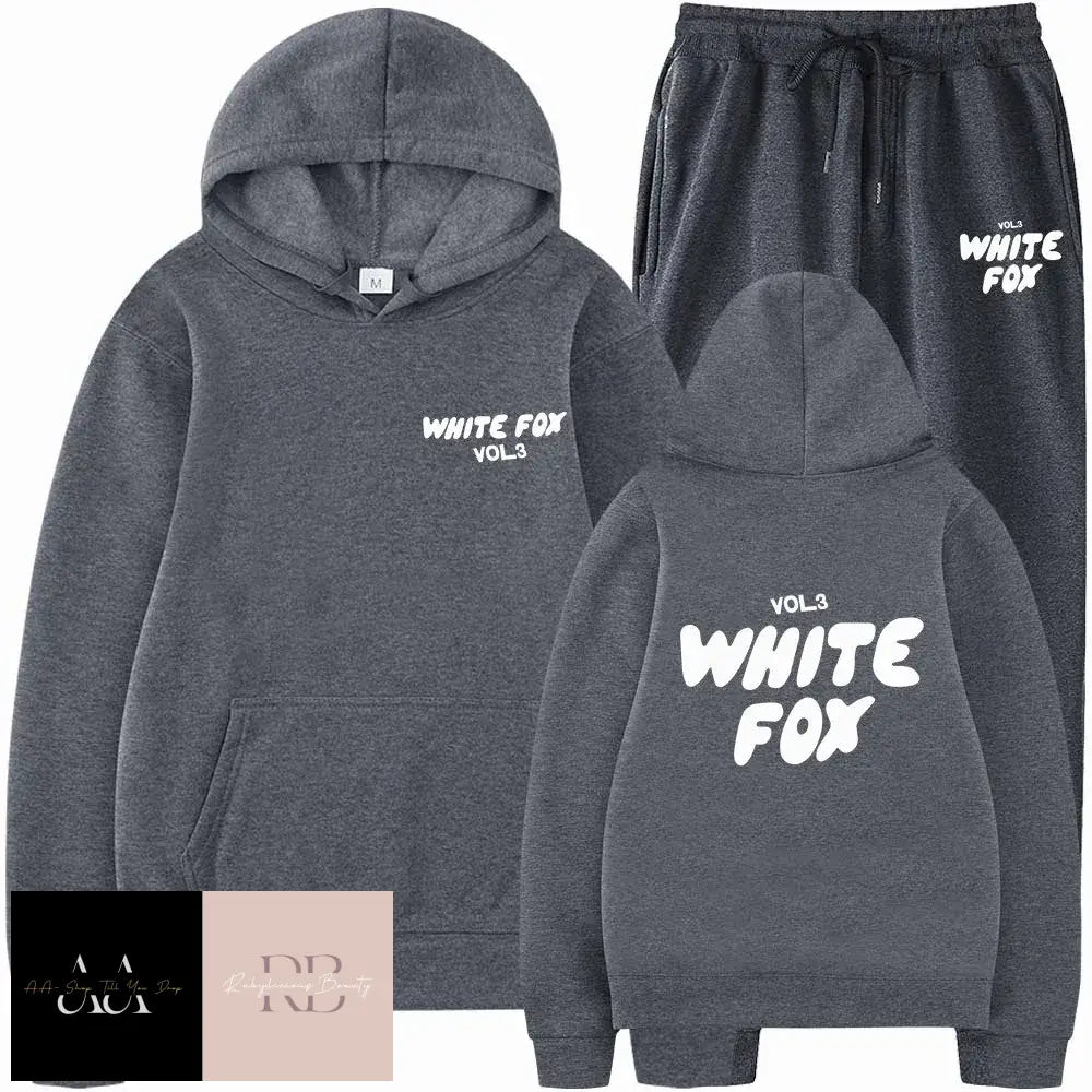 White Fox - 2 Sets Tracksuits Dark Grey With White Text