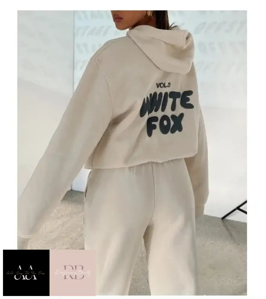 White Fox - 2 Sets Tracksuits Cream With Black Text