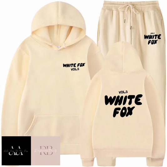 White Fox - 2 Sets Tracksuits Khaki With Black Text