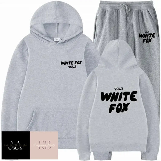 White Fox - 2 Sets Tracksuits Light Grey With Black Text