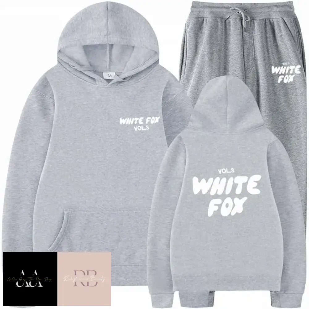 White Fox - 2 Sets Tracksuits Light Grey With White Text