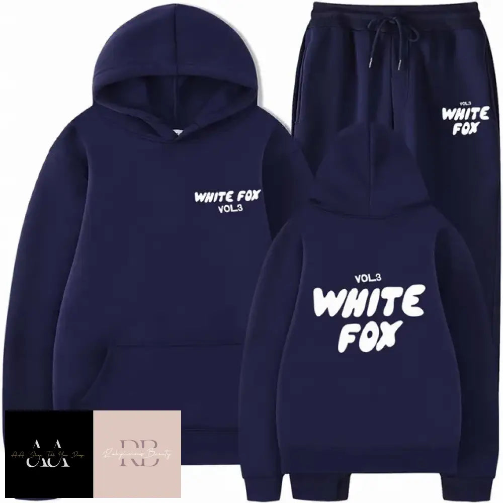 White Fox - 2 Sets Tracksuits Navy Blue With Text