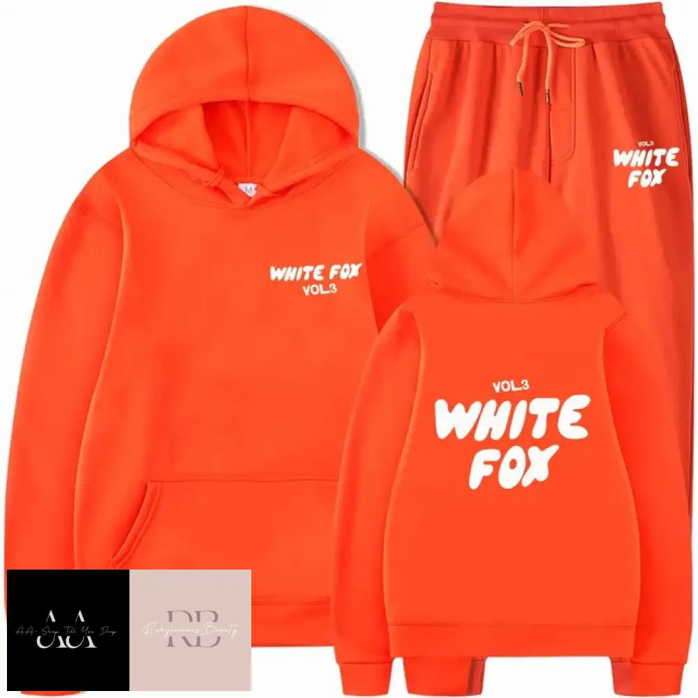 White Fox - 2 Sets Tracksuits Orange With Text