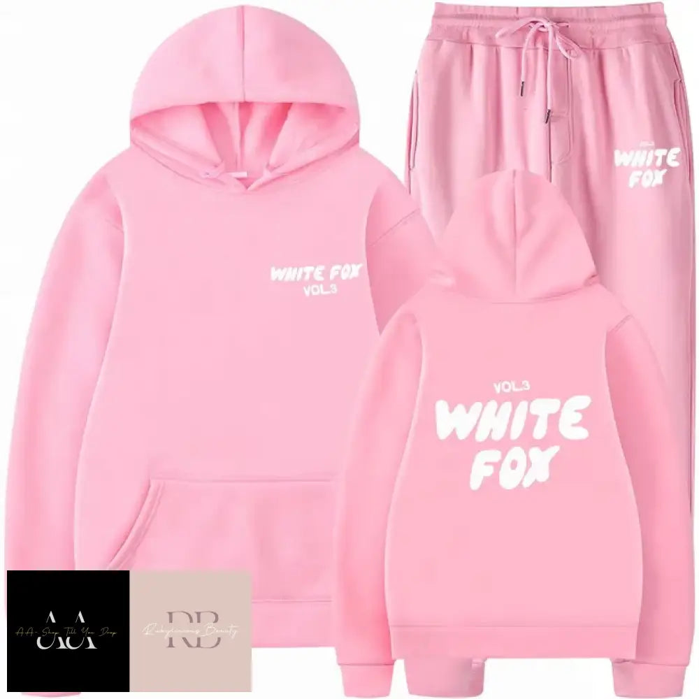 White Fox - 2 Sets Tracksuits Pink With Text