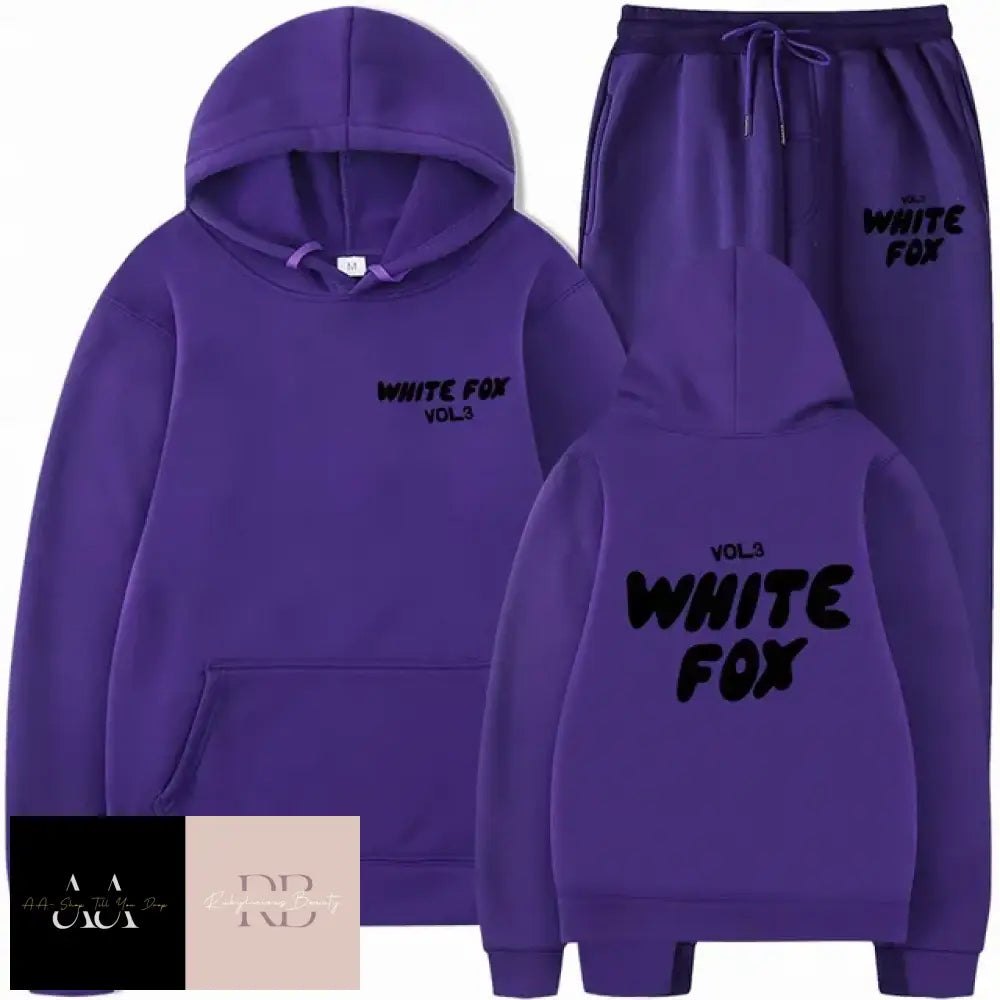 White Fox - 2 Sets Tracksuits Purple With Black Text