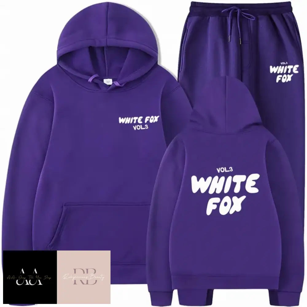 White Fox - 2 Sets Tracksuits Purple With Text