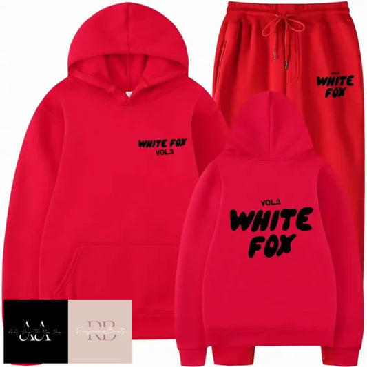 White Fox - 2 Sets Tracksuits Red With Black Text