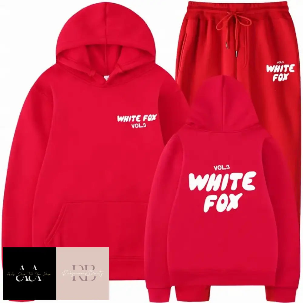 White Fox - 2 Sets Tracksuits Red With Text