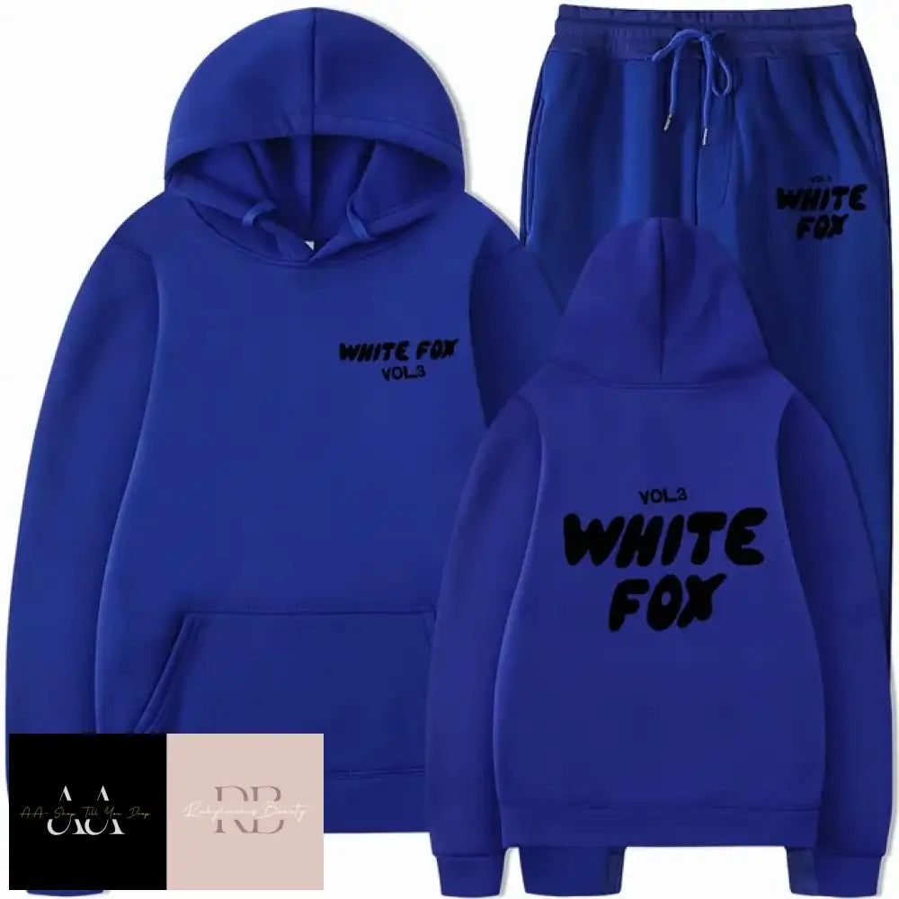 White Fox - 2 Sets Tracksuits Royal Blue With Black Text