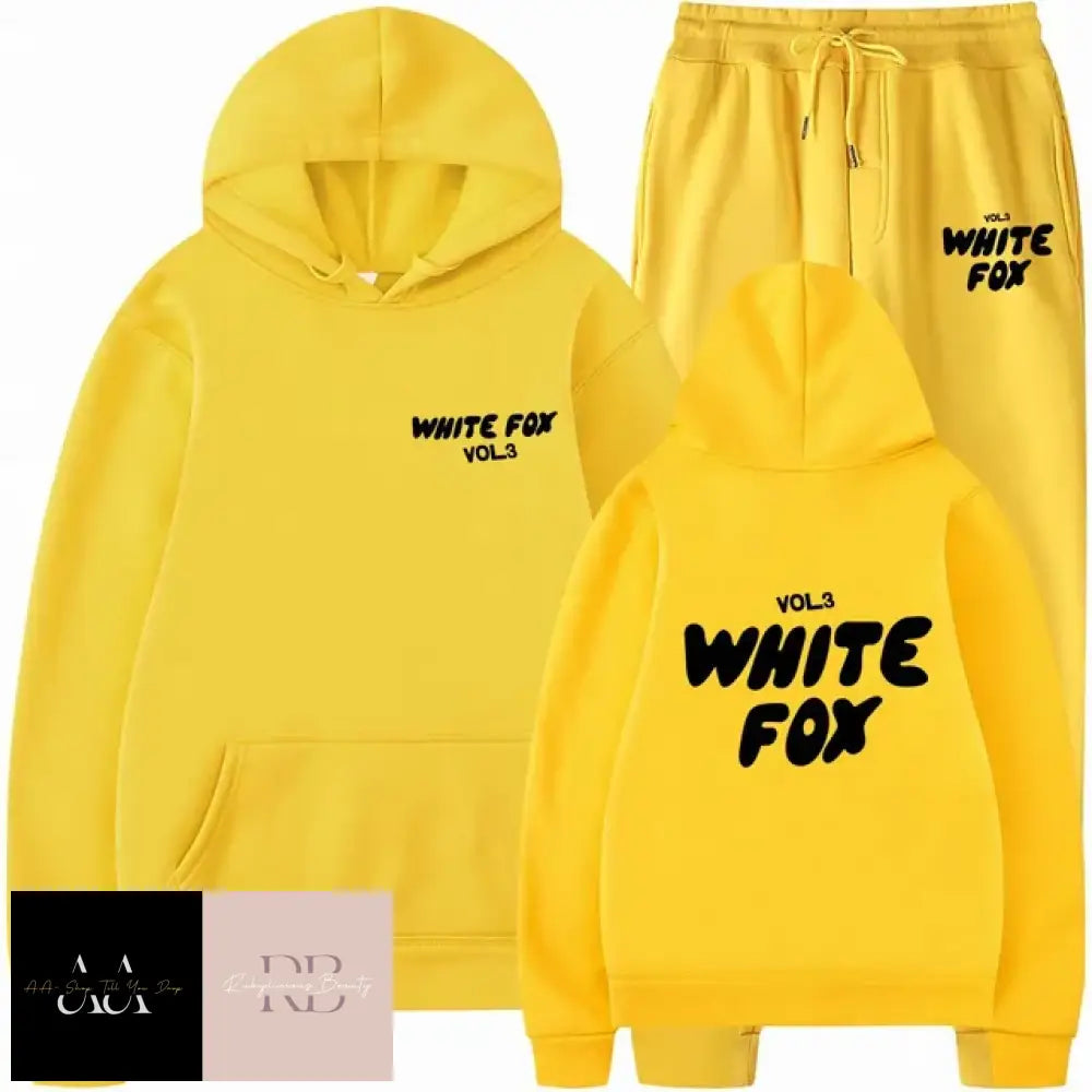 White Fox - 2 Sets Tracksuits Yellow With Black Text