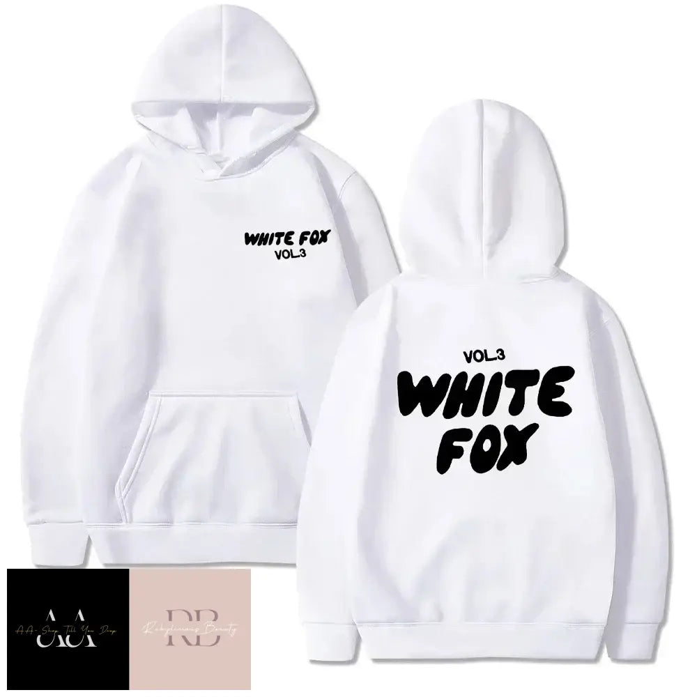 White Fox Children Hoodie - Black Text