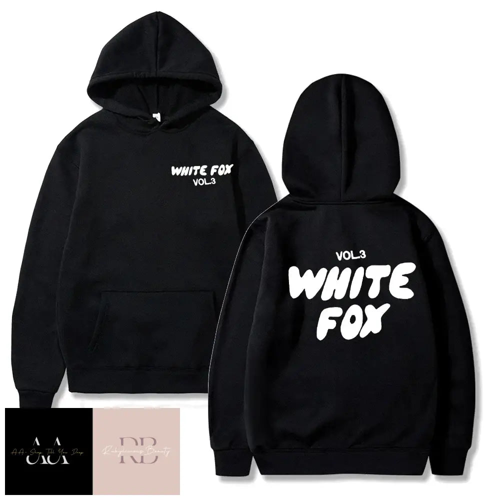 White Fox Children Hoodie - Text Black