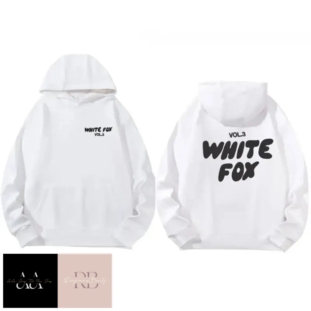 White Fox Women’s Hoodie - Black Text