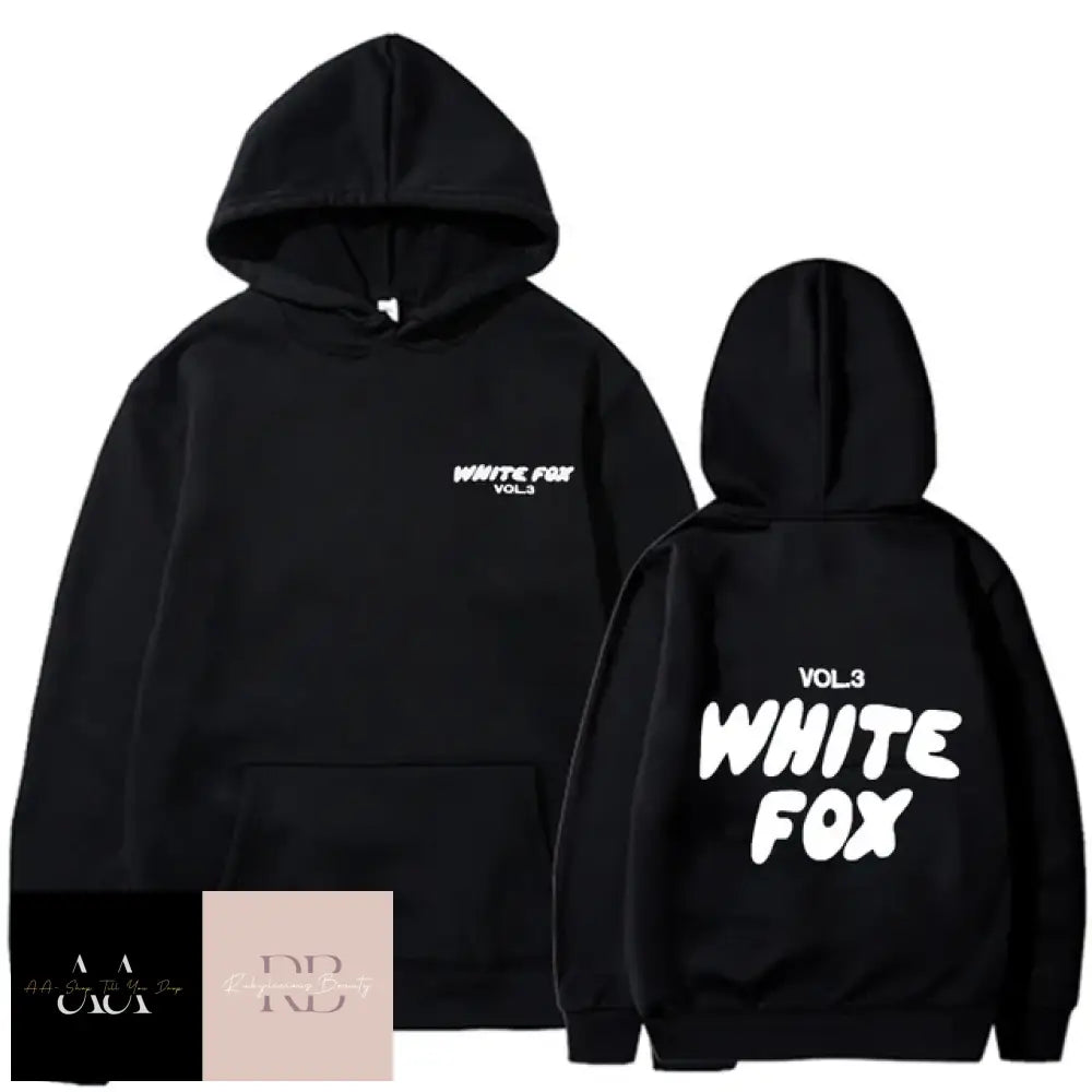 White Fox Women’s Hoodie - Text Black