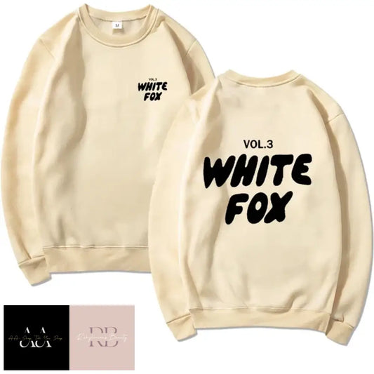 White Fox Women’s Jumper- Black Text Cream Jumper