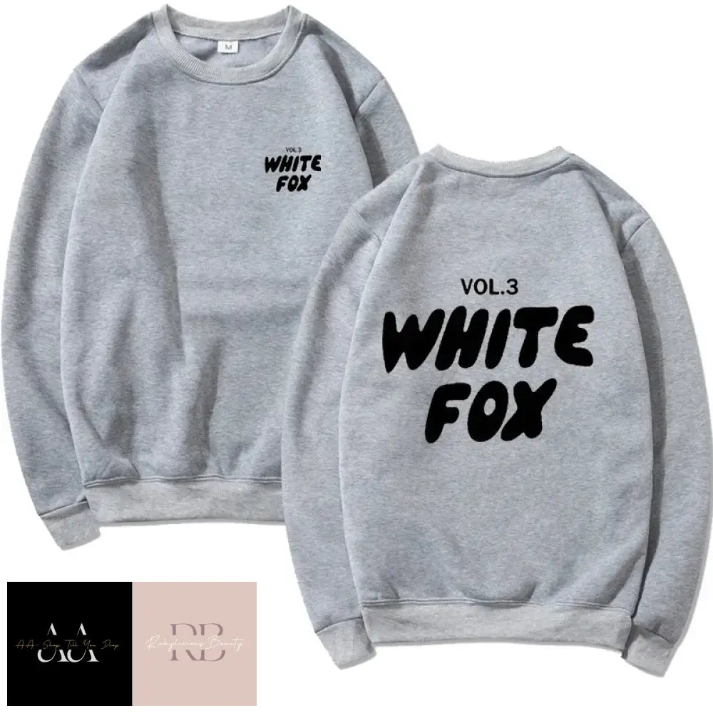 White Fox Women’s Jumper- Black Text Dark Grey Jumper