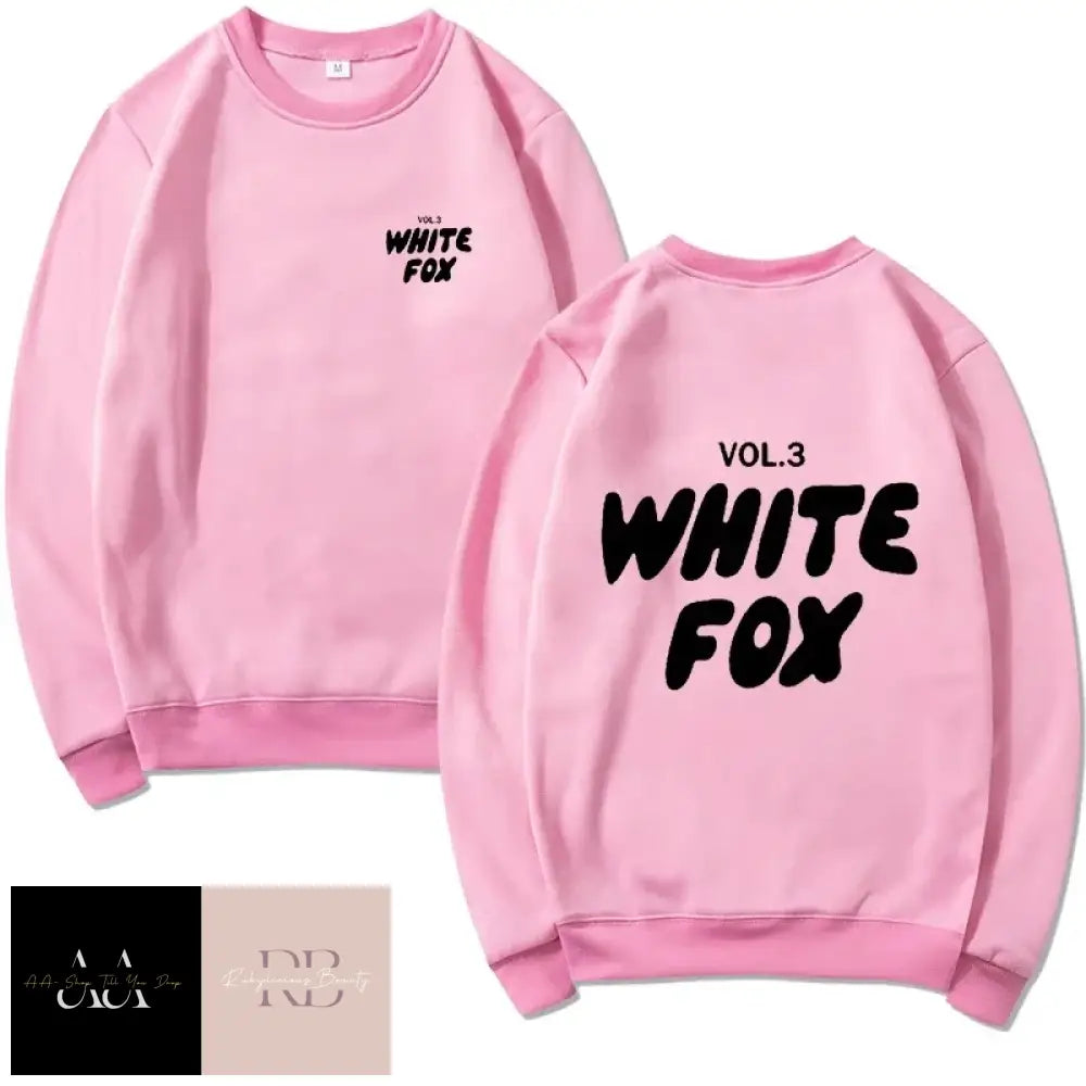 White Fox Women’s Jumper- Black Text Pink Jumper