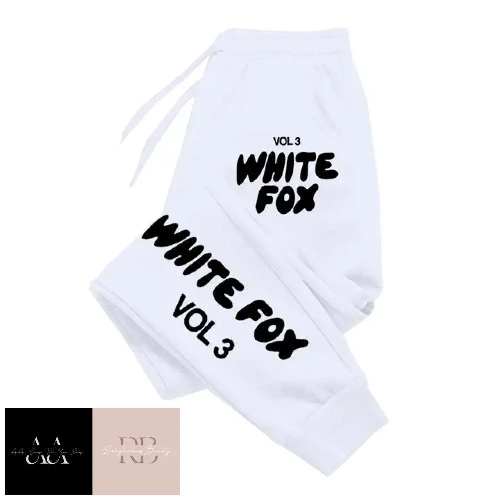 White Fox Women’s Tracksuit Bottoms- Black Text Bottoms