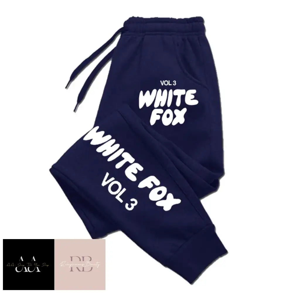 White Fox Women’s Tracksuit Bottoms- Black Text Grey Bottoms