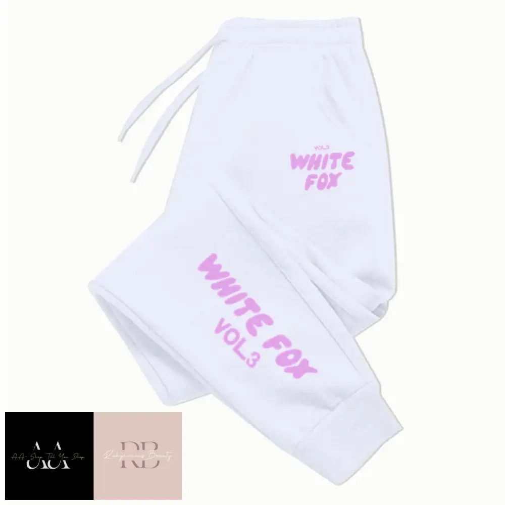 White Fox Women’s Tracksuit Bottoms- Purple Text Bottoms