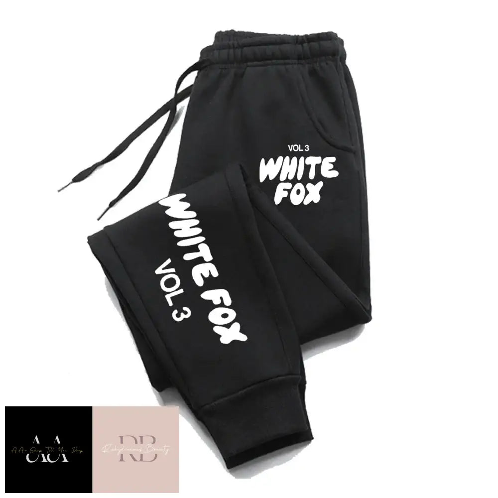 White Fox Women’s Tracksuit Bottoms- Text Black Bottoms