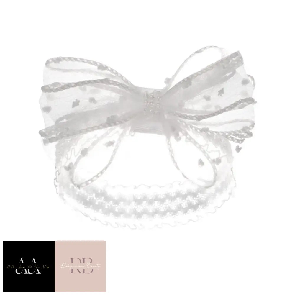 White Lace Headband W/Bow