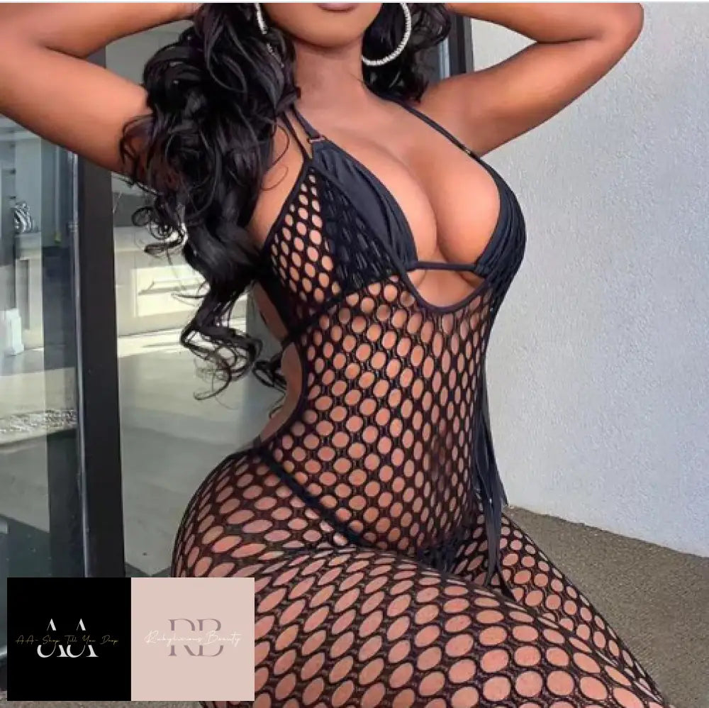 Women Lingerie Fishnet Crotchless Body Stocking B