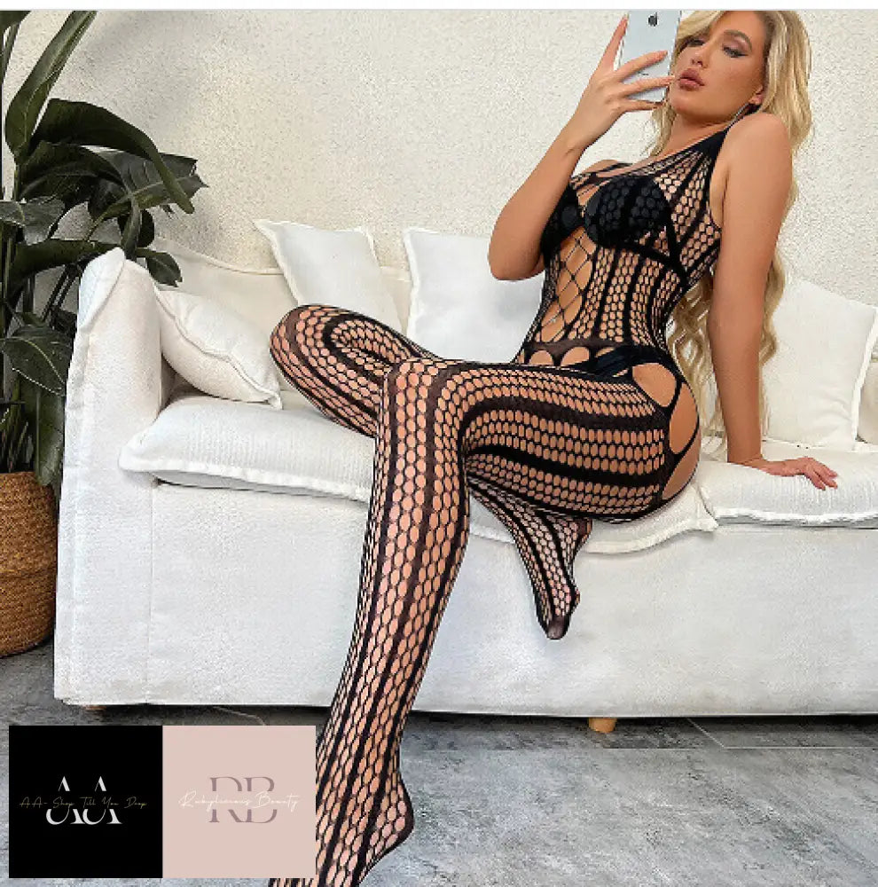 Women Lingerie Fishnet Crotchless Body Stocking G