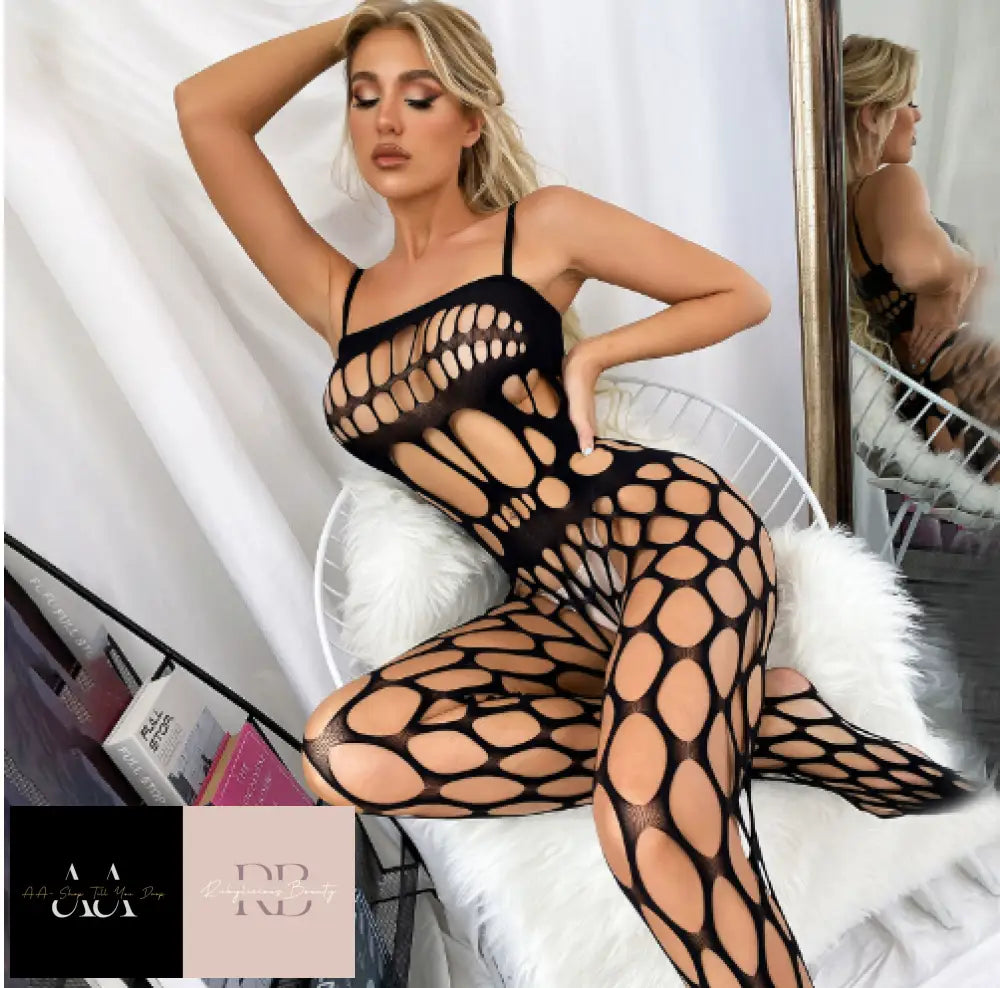 Women Lingerie Fishnet Crotchless Body Stocking R