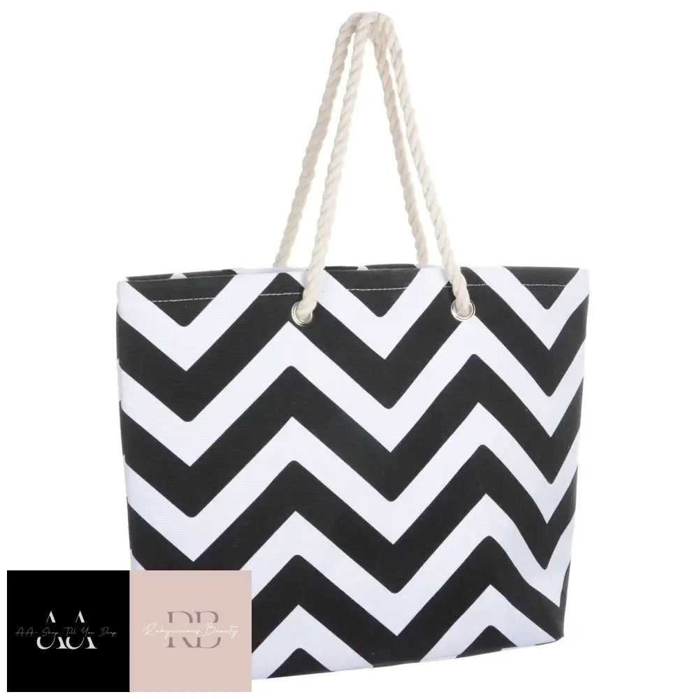 Womens Chevron Canvas Shoulder Bag Shopping Tote - Colour Choices