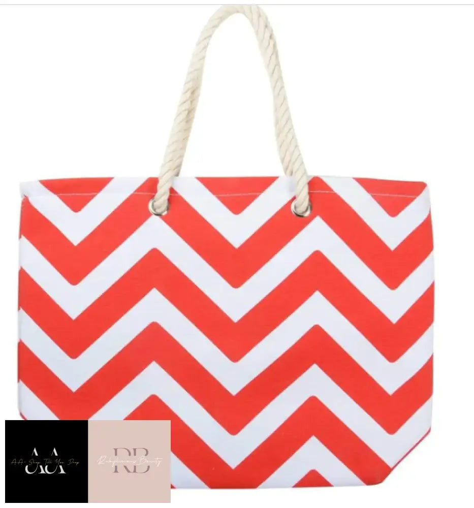 Womens Chevron Canvas Shoulder Bag Shopping Tote