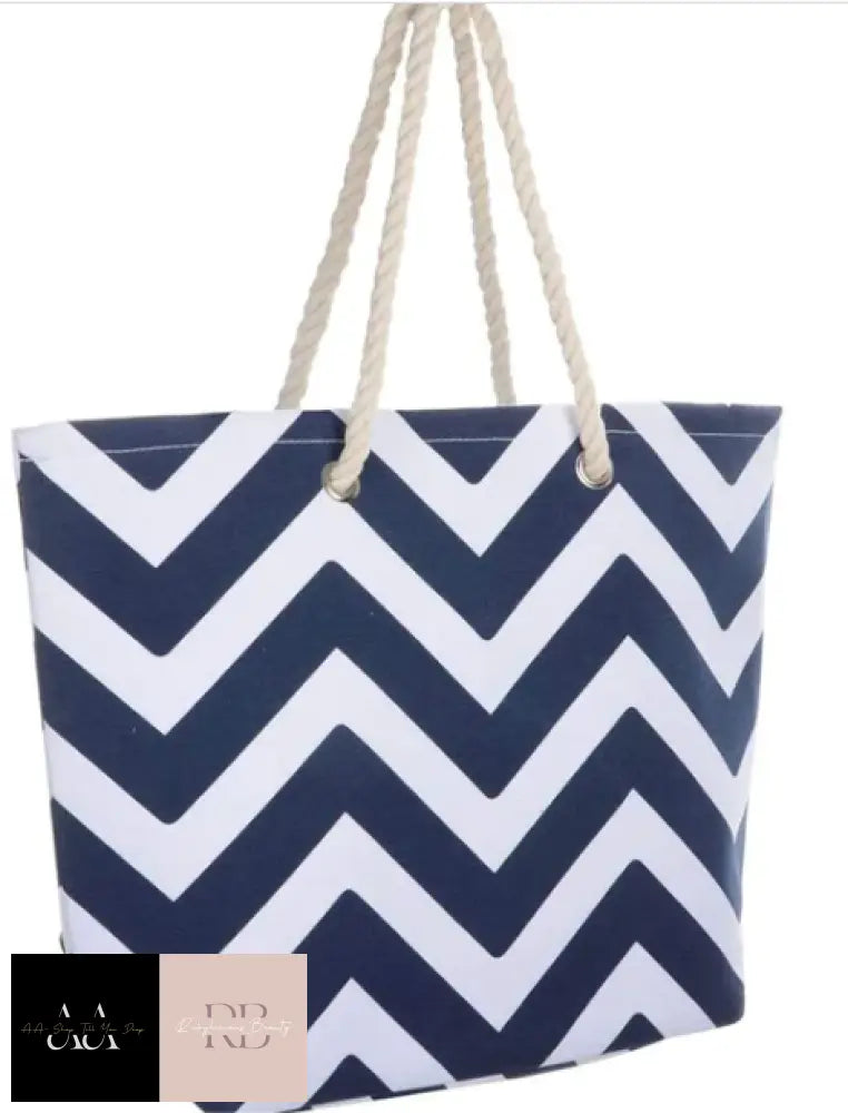 Womens Chevron Canvas Shoulder Bag Shopping Tote