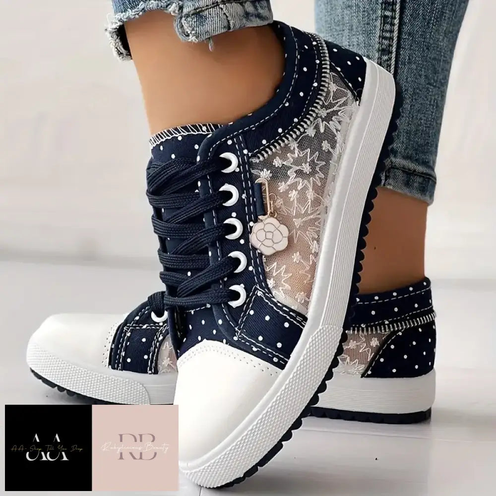 Womens Lightweight & Breathable Mesh Sneakers - Navy Blue