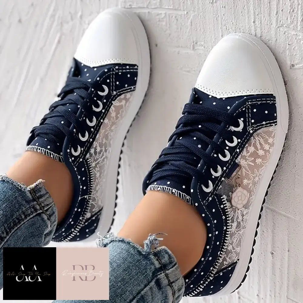 Womens Lightweight & Breathable Mesh Sneakers - Navy Blue