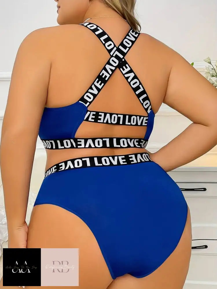 Women’s Love Lingerie Blue Set - Plus Size