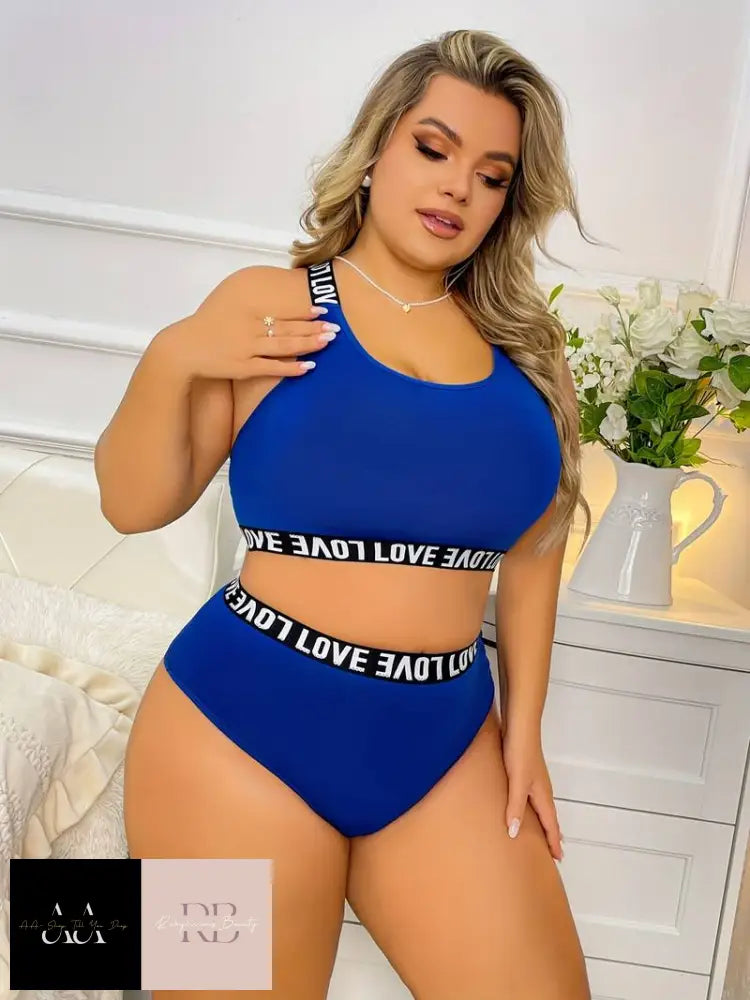 Women’s Love Lingerie Blue Set - Plus Size