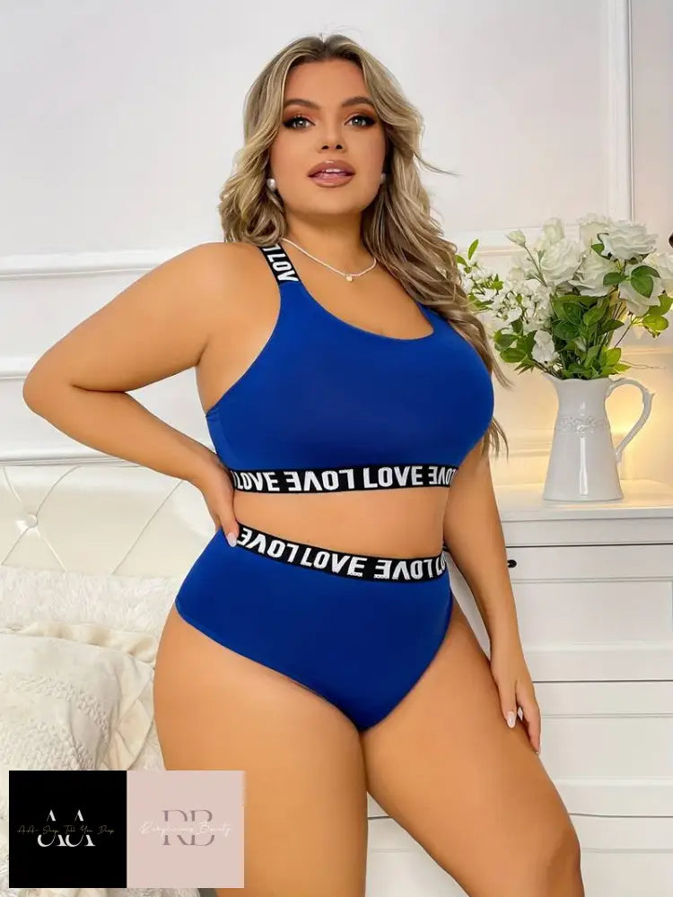 Women’s Love Lingerie Blue Set - Plus Size