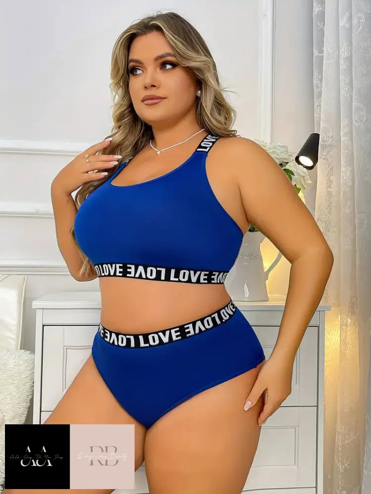 Women’s Love Lingerie Blue Set - Plus Size