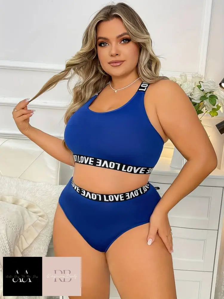 Women’s Love Lingerie Blue Set - Plus Size