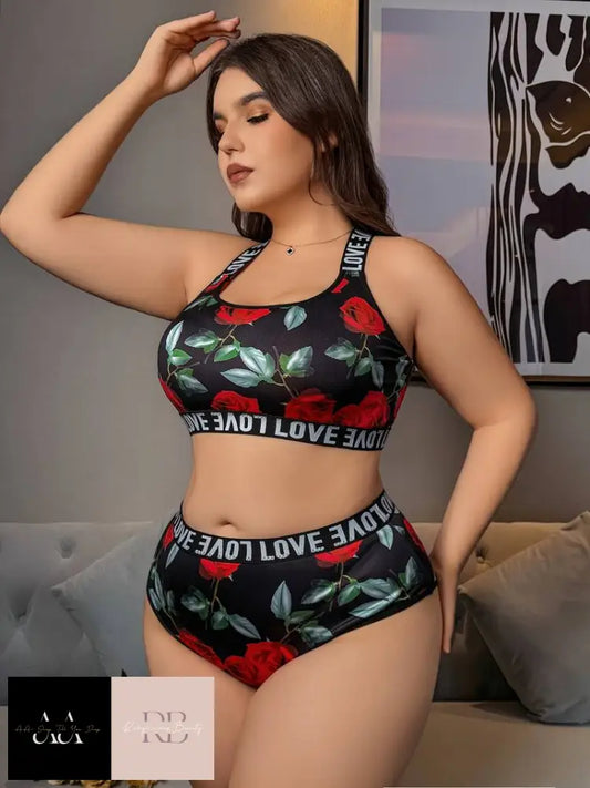 Women’s Love With Rose Lingerie Mixed Colour Set - Plus Size