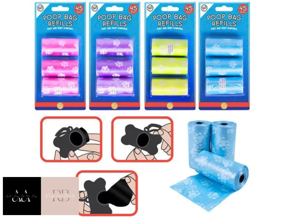 World Of Pets - 3 Roll Poop Bag Refills Assorted Colours At Random