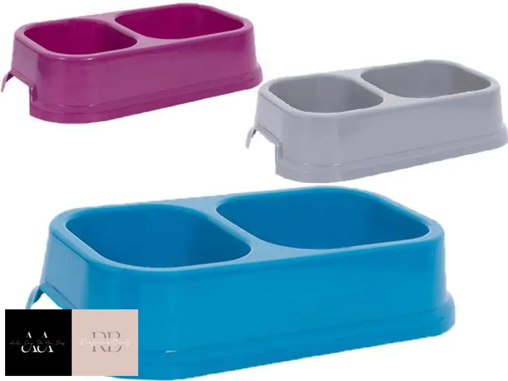 World Of Pets Plastic Double Pet Bowl Assorted Picked At Random