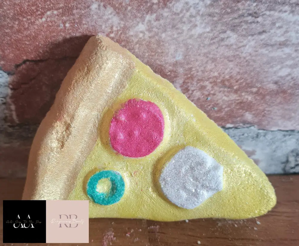 X3 80G Pizza Slice Bath Bombs - Hand Painted With Embeds